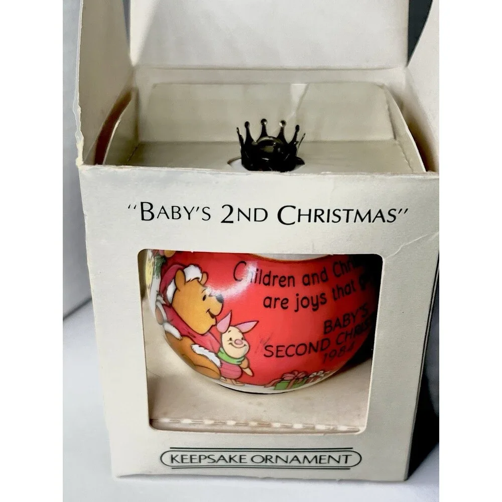 1984 Hallmark Winnie The Pooh Baby's Second Christmas Ornament In Box